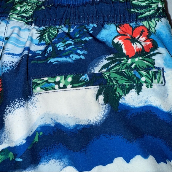 GAP 10" Pool Swim Board Shorts Mens Sz Small Hawaiian Blue Floral Resort Pockets - Picture 9 of 10